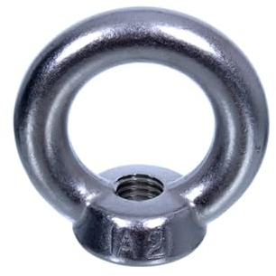 NAJDER 5X Ringmuttern M16 aus Edelstahl - Ringförmige Mutter DIN 582 - A2 - AISI 304 - Ringmutter - Ösenmutter - Ringschraube - Oesenschraube - für Seilmontage Hebezubehör