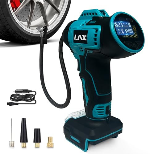 Akku Kompressor für Makita 18V Akku, 11bar Autoreifen Luftpumpe mit Abschalautomatik und Manometer, 160 PSI Tragbare Fahrradpumpe Luftkompressor mit 12V Autostromkabel für Auto, Motorrad, Fahrrad