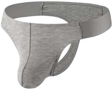 Summer Code Perizoma G String Uomo a Coste Traspirante String Thong Slip Mutande Thong Panty con Elastici Laterali, Grigio, M