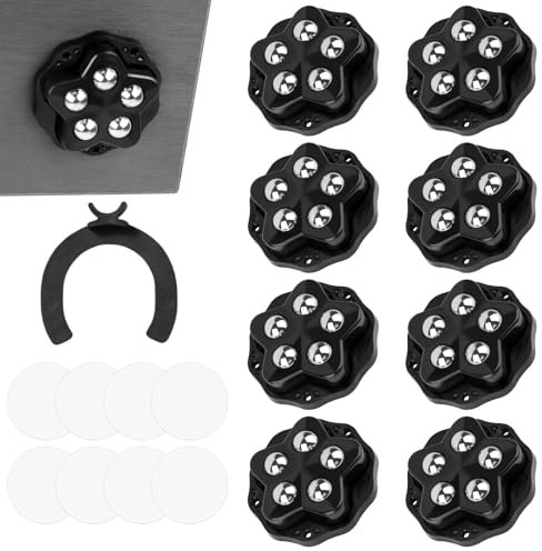Roulettes Pour Meubles, 8 Pcs Mini Roulette Pivotantes à 360°, avec 5 Billes en Acier, Mini Roulettes Auto-adhésives pour Petit Electromenager, Meubles, Pots de Fleurs et Ornements (Noir)
