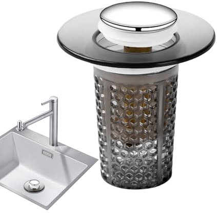 Generico Tappo Scarico Lavello Pop-Up,Filtro Rimbalzante per Lavandino - Filtro Scarico Antiodore con Nucleo Elastico a Pressione per Lavatrice e Vasca