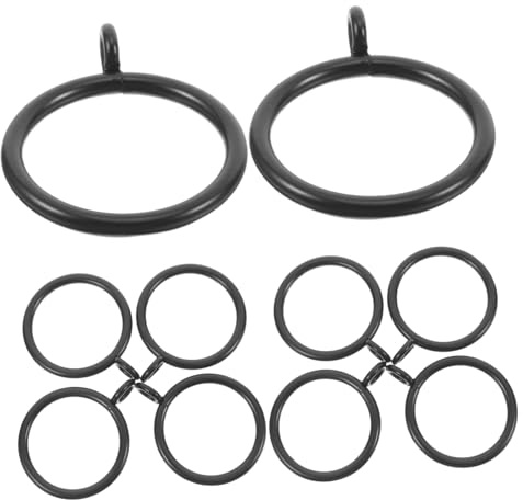 Warmhm 28 Pezzi Anello per Tende Anelli per Occhielli Scorrevoli per Drappeggio Anello di Panneggio in Metallo Anello per Asta Doccia Anelli per Tende per Tende Ferro da Stiro Nero