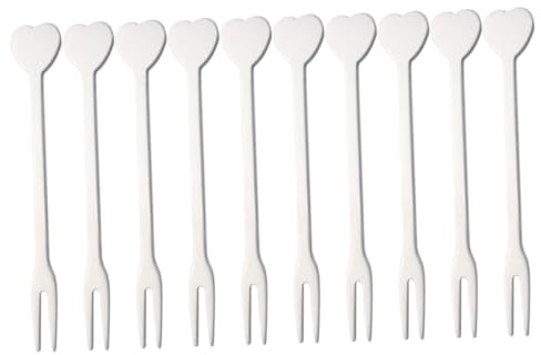 STOBAZA 10 Piezas Tenedores de Postre Reutilizables Inoxidable de Unidades con Diseño de Corazón Aptos para Tartas Frutas y Aperitivos Fiestas Bodas y Banquetes