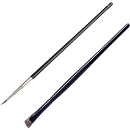 DIYEAH Juego de 2 Pinceles de Maquillaje Ojos Mango de Madera, Pincel Delineador Negro y Brocha Cejas Pequeña Inclinada para Sombra y Lápiz, Herramienta Profesional para Maquillaje