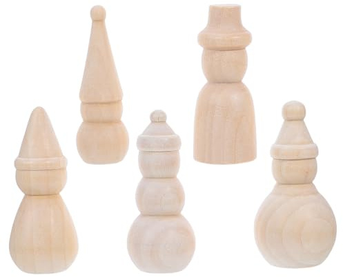 Toddmomy 5 pezzi di pupazzi di neve in legno - Figure di pupazzi di neve natalizi in legno non finite, corpi di bambole per bambini, artigianato fai da te, decorazione per feste in casa
