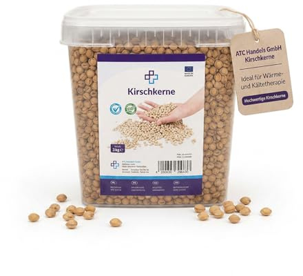 Noccioli di ciliegia di ATC in diverse quantità e in pratico secchio, ideali per cuscini termici, cuscini in grano, noccioli di ciliegia puliti, noccioli di ciliegia, pietre di ciliegia, 6 kg