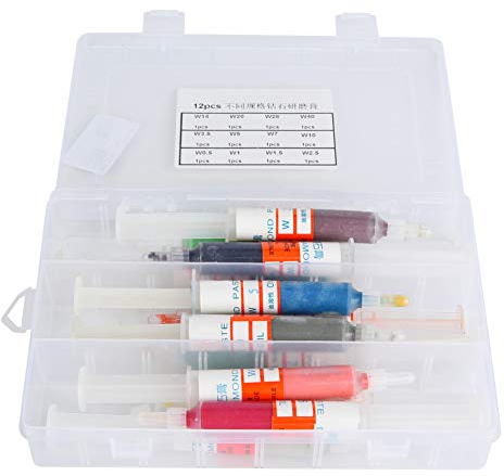 12Pcs Diamond Polishing Lapping Paste for Final Polishing Metal and Jewelry with Storage Box