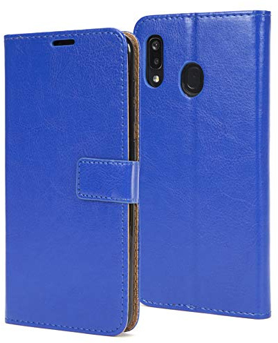 AMAZE!UK Compatible for Samsung Galaxy A40 Case Flip Blue Leather Protective Wallet Case Book Magnetic Stand Samsung A40 Phone Case (Blue)