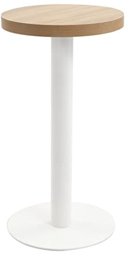 vidaXL Bistro Table, Scandinavian Style Light Brown Round Dining/Kitchen Table, 40cm Diameter, MDF Tabletop with Steel Leg and Base