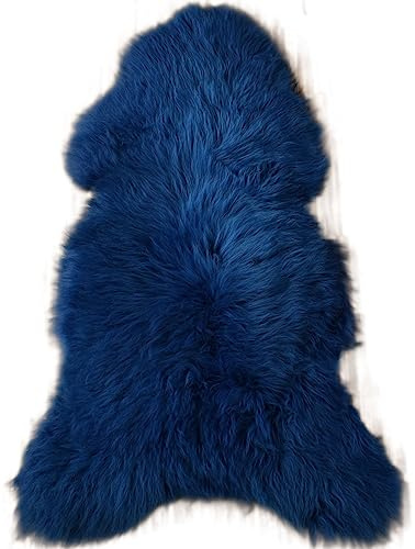 LAMMFELL BLAU 100 x 50 cm ECHTES SCHAFFELL ÖKOLOGISCHE GERBUNG VON KUHFELLE online