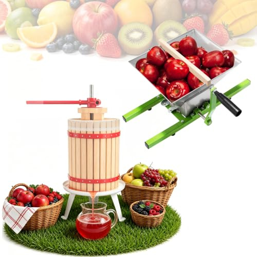 ACXIN 12L Obstpresse Fruchtpresse,Weinpresse Saftpresse,Obstmühle Maischemühle, Saftpresse + 7L Obstmühle Obstzerkleinerer