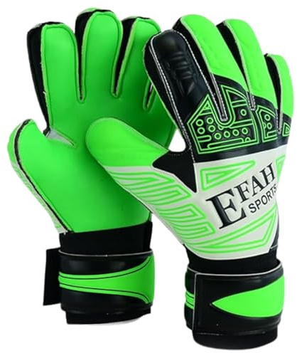 EFAH SPORTS Guantes de portero de fútbol para niños y jóvenes, guantes de portero de fútbol con protector de dedos y doble protección de muñeca, adecuado para 9 a 12 años, verde)