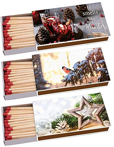 Kaminhölzer Kaminstreichholz Zigarrenhölzer Pfeifenhölzer 100mm lange Streichhölzer Zigarrenstreichhölzer Zündhölzer für Zigarren Pfeifen Kamin Grill Kerze Hölzer mit langer Brenndauer (3 Packungen)