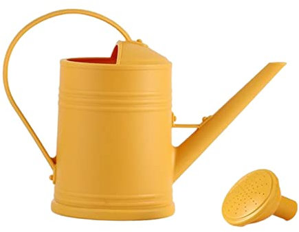 F Fityle Annaffiatoio da 2000 ml Attrezzi da Giardino Decorativi Ugello Lungo Pratico Barattolo Smerigliato per Cortile, Giallo