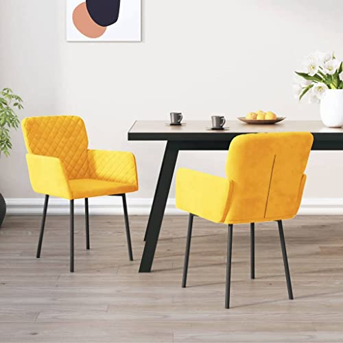 ZQQLVOO Esszimmerstühle 2 STK. Gelb Samt, Bequemer Polsterstuhl, Stuhl Esszimmer, Küchenstuhl, Esszimmer Set, Wohnzimmerstühle, Chairs for Living Room