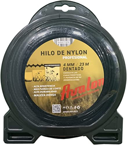 Avalon - Hilo Dentado de Nylon Universal para Desbrozadora y Cortacésped (3 mm x 42 m)