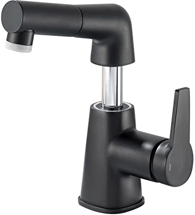 ZYCDP Bad Armaturen waschbecken Ausziehbar, Einhebelmischer Badarmatur, Wasserhahn Bad mit 2 Strahlarten Brause, Mischbatterie aus Messing Kalt/Warmwasser Anschluss, Schwarz