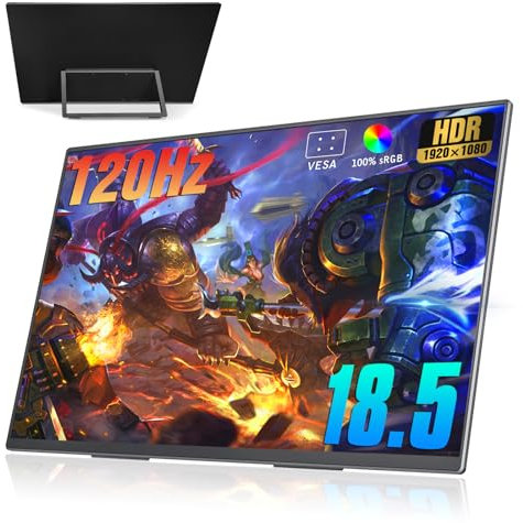 Motyeowe 18.5 Zoll Portable Monitor + Sleeve 120Hz 1080P,100% sRGB FHD HDR USB HDMI with VESA Ultra Slim Tragbarer Mobiler Laptop Office Monitor,for Computer Switch Phone Game Devices