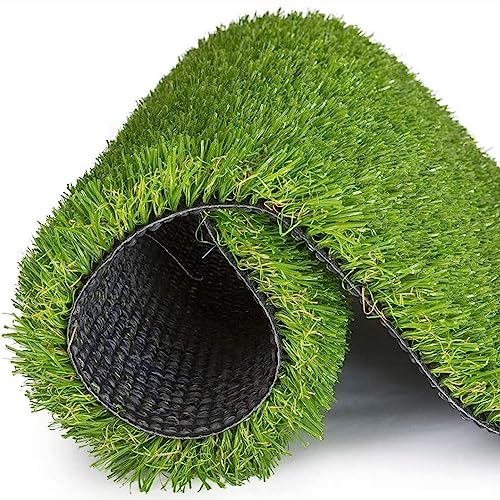 HUHJYUGE Kunstrasen 3x3m, Kunstrasenteppich Outdoor, Rasenteppich für Balkon und Garten, Kunstrasen Grün 30mm Florhöhe, Wasserdurchlässig Antirutsch mit Noppen Drainage