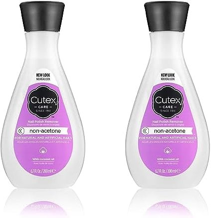 Cutex Non Acetone Rimuovi Smalto Professionale Unghie Nail Remover Solvente Senza Acetone Con Olio Di Cocco, Rimozione Delicata, Per Unghie Naturali E Artificiali, 200 Millilitro (Confezione da 2)
