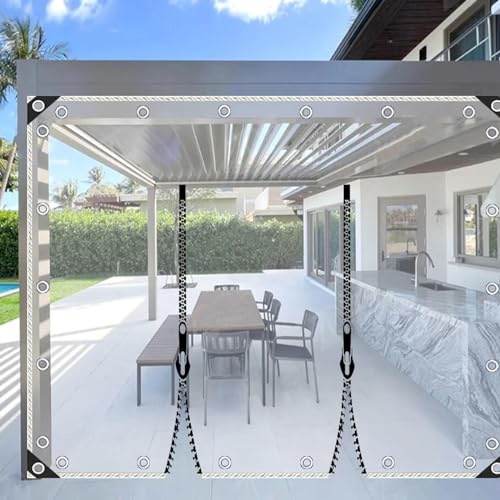 Waterproof Clear Tarpaulin Side Panels,0.5mm Pvc Plastic Tarpaulin with Grommets,Outdoor Transparent Tarpaulin Curtain with Zip,Protective Tarp for Gazebo Porch Pergola Tent,W×H-2.8×2m/9.2×6.6ft