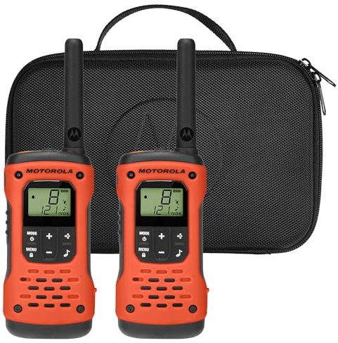 Motorola Solutions, Portable FRS, T605_H2O, Talkabout, Two Way Radios Waterproof Walkie Talkie Emergency Preparedness, Rechargeable, 22 Channel, 35 Mile, Orange W/Black, 2 Pack