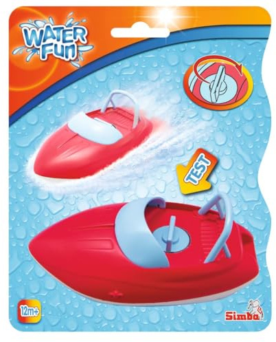 Simba 107796149 Speedboat, 2-faldigt sorterad, det levereras bara en artikel, badleksak, uppdragningsmekanism, båt för badkaret, 13,5 cm badbåt, från 3 år