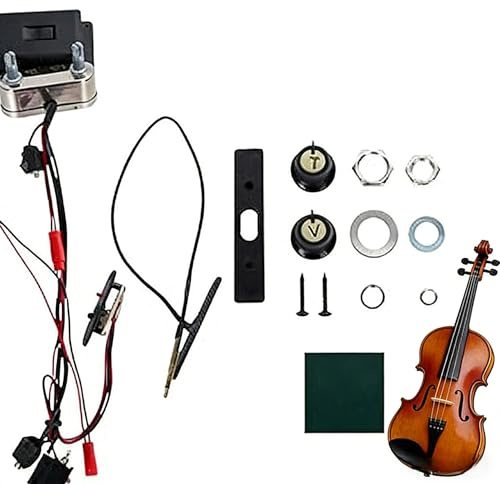 ibasenice Elektrischer Violin Pickup B62 Bridge Tonabnehmer mit EQ Verstärker, Geräuscharm, 3.5mm Klinkenstecker, Hochwertiges Zubehör für 3/4 & 4/4 E-Violine, Ideal für Bühne, Studio & Übung