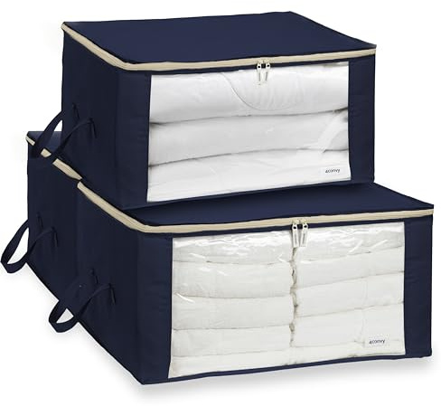 4CONVY feste faltbare Kleideraufbewahrung Box - [2024 VERBESSERTES MATERIAL] langlebiges Oxford Material - ohne Metallrahmen - Aufbewahrungstasche für Bettdecken –Aufbewahrungsbox - 3x90L