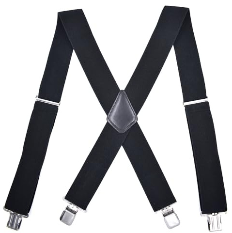 KLONKEE Bretelles pour homme, largeur 5 cm avec 4 clips en métal très solides, bretelles extra solides, réglables et élastiques, pour hommes et femmes, style Heavy Duty X