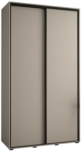 MEBLE KRYSPOL Dakota 1 Schrank mit Zwei Schiebetüren - Moderner Kleiderschrank mit Kleiderstange und Regalen - 235,2x140x60cm - Kaschmir Schwarz