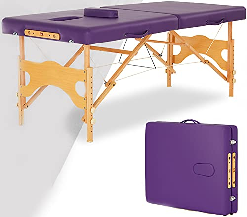 WQZStar Tragbare klappbare Massageliegen, Tisch 2-Fach faltbar, Spa-Massageliegen, Bett mit Tragetasche, für Familien-Schönheitsakupunktur (lila)