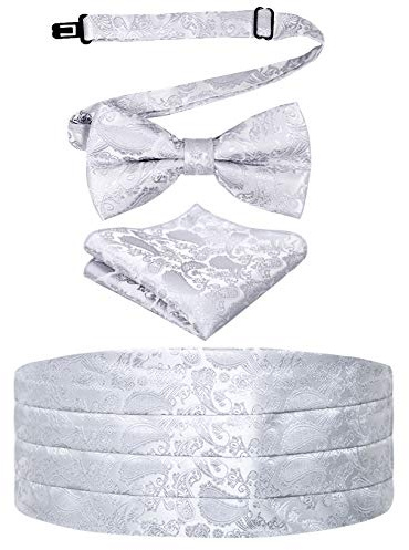Alizeal Mens Solid Pre-Tied Party Einstellbare Fliege, Cummerbund und Pocket Square Geschenk Set