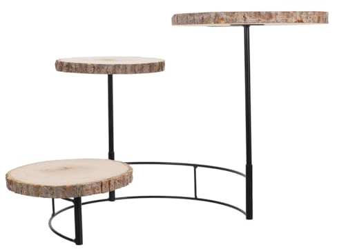 PRETYZOOM Soporte para Tartas de Madera Soporte de Torre de Magdalenas Plato de Galletas Soporte de Servicio de 3 Niveles Soporte para Tartas de Troncos Torre de Magdalenas Porta Cupcakes de Madera