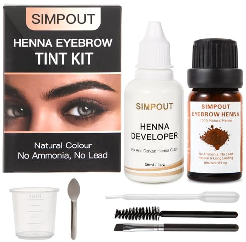 (Upgrade) Simpout Henna Hair Kit - 6 grams, Spot Color Henna Hair Kit with Developer, 100% Natural Root Touch Up, Professional Salon & Home DIY Kit, Easy to Use(Brown)