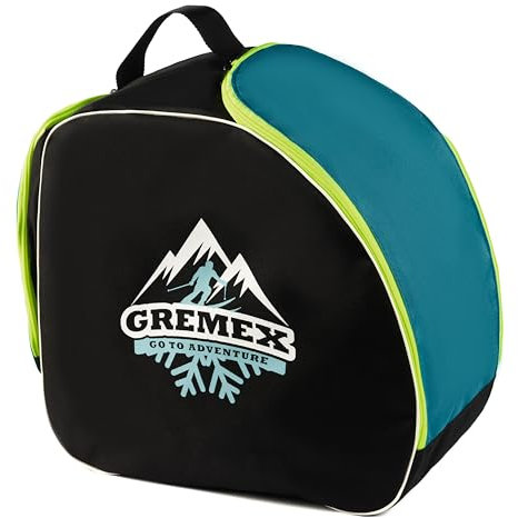 GREMEX Skischuhtasche mit Helm - Wasserfestem Skischuhtasche mit Helmfach - Tasche für Skischuhe und Helm - Titan-Nähte Skischuh Rucksack mit Helmfach - Widerstandsfähig Tasche Skischuhe mit Helm