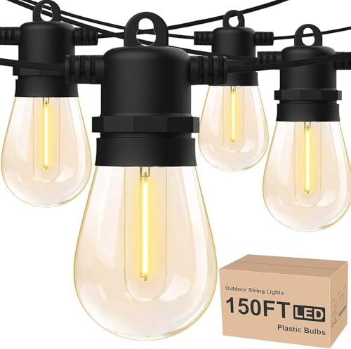 Yuucio Catena luminosa per esterni, 45 m, a LED, per esterni, impermeabile, IP65, 45 + 3 S14, in plastica, per esterni, giardino, terrazza, feste, matrimoni, 2700 K, bianco caldo