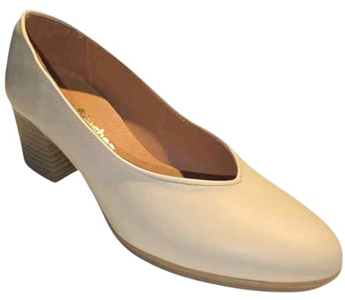 ARIADNA SÁNCHEZ Zapatos de Salón para Mujer Cómodos 24 Horas, Calzado de Vestir Elegante y Resistente de Cuero (Beige, Sistema Tallas Calzado EU, Adulto, Números, Mediano, 38)