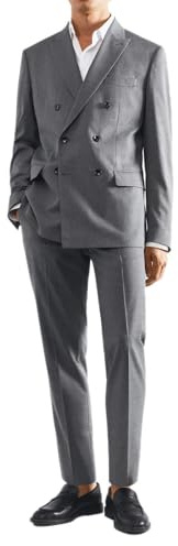 VEQUÈ Abito da Uomo Cerimonia Elegante Doppiopetto Vestito Completo Sartoriale Doppio Petto Giacca e Pantalone Formale (IT, Numero, 56, Regular, Regular, Grigio)