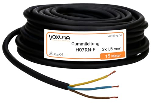 H07RN-F 3x1,5 mm² 15 Meter Gummileitung flexibel mit Schutzleiter 3G1,5 | Campingkabel Baustellenkabel UV-resistent ölbeständig für Außenbereich