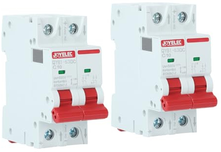 JOYELEC 2 Stück 10A Solar Photovoltaik Systeme Miniatur-Leistungsschutzschalter，2 Polig，DC500V für Solar Panels Pv Anlage Sicherungsautomat Trennschalter