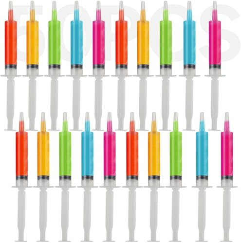 50-pack sprutor med spetskåpor, återanvändbara 20 ml jello shotsprutor för fester, halloween och evenemang