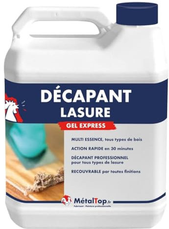 Metaltop - Decapant Lasure - 20 L - Puissant et efficace sur portail, volet et façade pour un résultat optimal