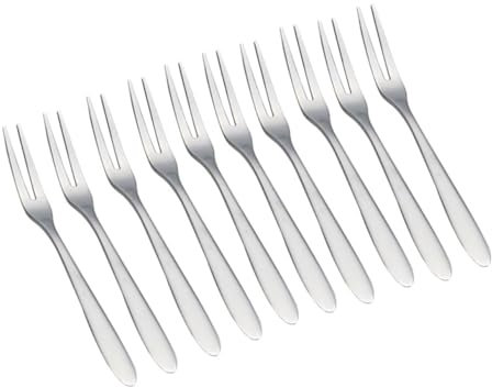 PEPLAYTAL 10 Stück Obst Dessertgabel Fruchtgabel Wurstgabeln Cocktail Party Silber Nachtisch