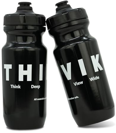 Thinvik Dishwasher Safe Bike Water Bottles 620ml(20.97oz) Food-Grade Materials A Pair of Bicycle Black Water Bottles