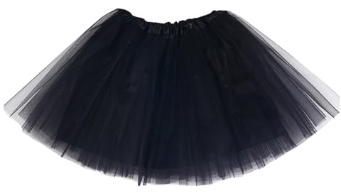 VilaGi Tulle Tutu Skirts for Women,Adult Tutu Skirt,Elastic 4 Layered Adult Tutu for Dance Ballet Skirts for Party Fancy Dress Outfit Costume for Women and Teens Girls,Black
