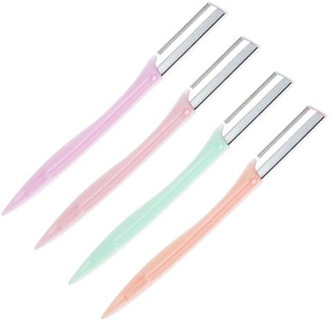 CALLARON 4sets Rasoio Portatile Per Sopracciglia in Acciaio Inossidabile Rifinitore Per Sopracciglia Con Impugnatura Antiscivolo Kit Strumenti Per Con Custodia Per Pulizia Rapida Casa