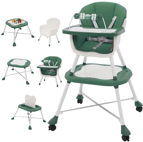Hochstuhl Baby Mit Tisch,kinderhochstuhl Mit Sicherheitsgurt Umfallschutz,baby Essen Stuhl Mitwachsend,tragbarer Kinderstuhl Esstisch Ab 6 Monate,kleinkind Esszimmerstuhl Mit Abnehmbarem Tablett Grün
