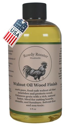 Refined Walnut Oil for Wooden Kitchen Items and More-Premium Wood Finish, Conditioner & Sealer, Food Safe, Long-Lasting, Protects and Seals. Light Color - USA Made (9 fl.oz)
