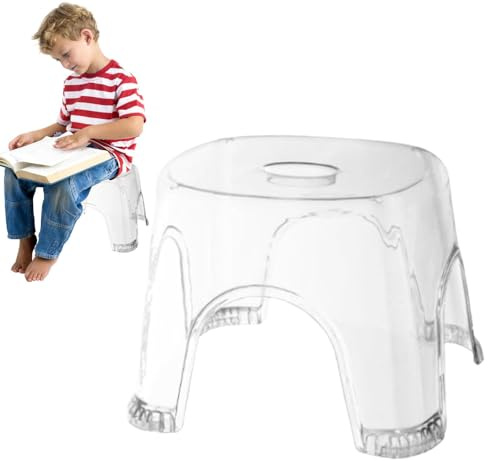 Tisujune Klarer Badezimmerhocker - Wasserdichter, transparenter Hocker, rutschfest,Durchsichtiger Hocker für Badezimmer, kleine Duschräume, Eckbank, durchsichtiger Sitz, Badehocker